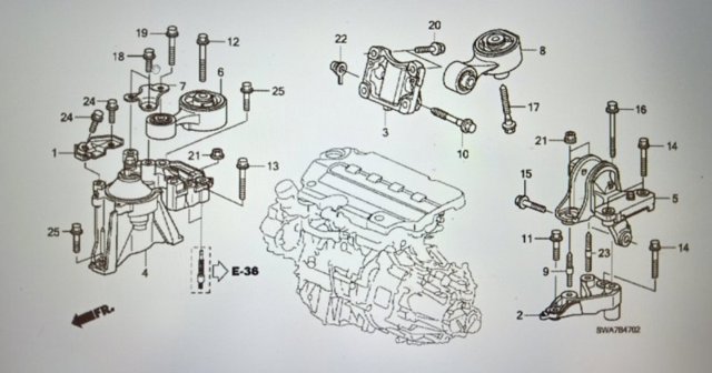 Подушка (опора) двигуна, права нижня 50820SWWE01 HONDA