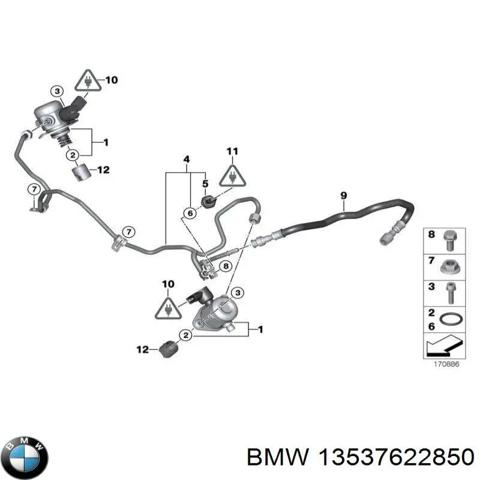 Трубка паливна, від ПНВТ до паливної рейки 13537622850 BMW