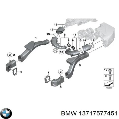 Патрубок повітряний, вхід в турбіну (наддув) 13717577451 BMW