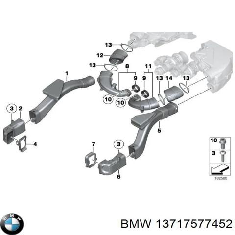 Патрубок повітряний, вхід в турбіну (наддув) 13717577452 BMW