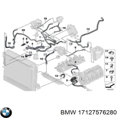 Шланг/патрубок радіатора охолодження, верхній 17127576280 BMW