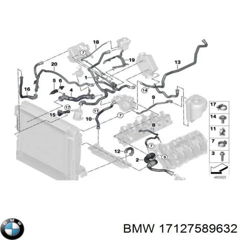 Шланг/патрубок радіатора охолодження, нижній 17127589632 BMW
