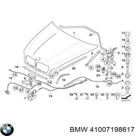 Завіс капота, лівий 41007198617 BMW