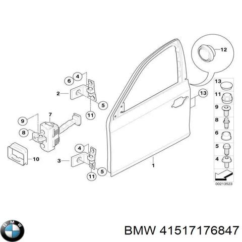 Дверний шарнір водійських дверей 41517176847 BMW