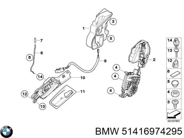 Ручка передніх дверей внутрішня, ліва 51416974295 BMW