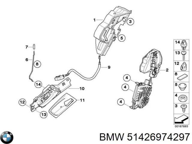 Ручка задньої двері внутрішня ліва 51426974297 BMW