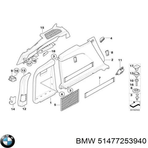 Облицювання багажного відсіку, праве 51477253940 BMW