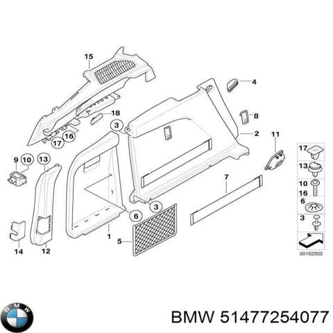 Облицювання багажного відсіку, ліва 51477254077 BMW