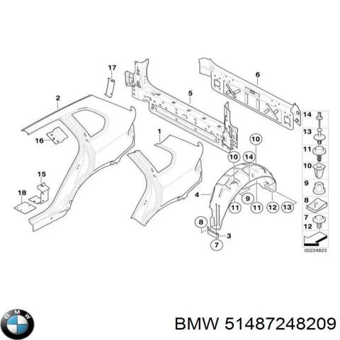 Підкрилок задній лівий 51487248209 BMW