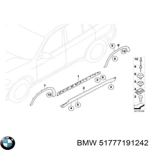 Накладка зовнішня (молдинг) порога, правий 51777191242 BMW