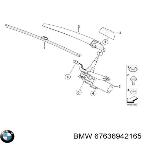 Двигун склоочисника заднього скла 67636942165 BMW