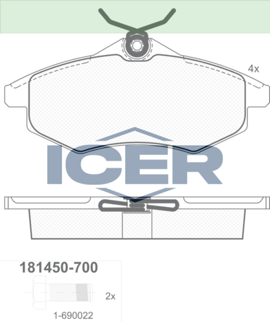 Колодки гальмівні дискові комплект 181450700 ICER