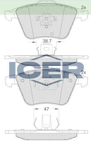 Передні гальмівні колодки 181652 ICER
