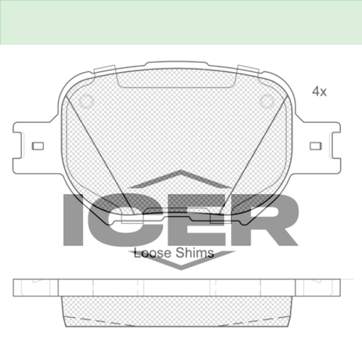 Гальмівні колодки 181704 ICER