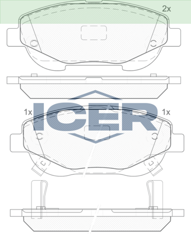 Передні гальмівні колодки 182022 ICER