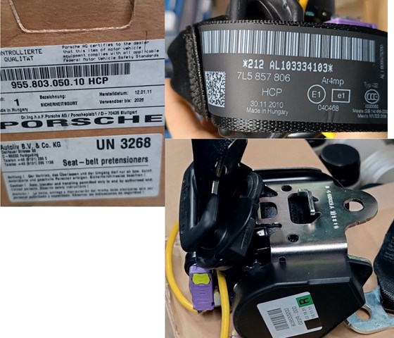 Пасок безпеки задній правий 95580305010HCP PORSCHE