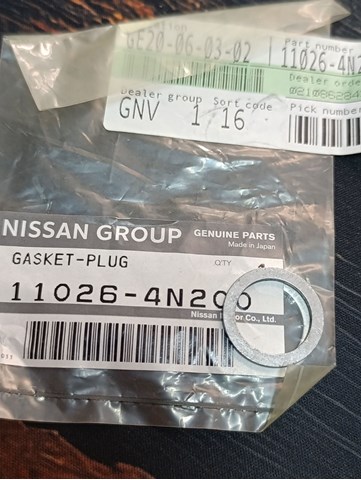 Прокладка зливної пробки редуктора 110264N200 NISSAN
