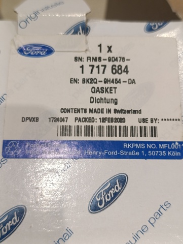 Прокладка холодильника EGR системи рециркуляції газів 1717684 FORD
