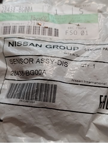 Датчик сигналізації паркування (парктронік), задній 28438BG00A NISSAN