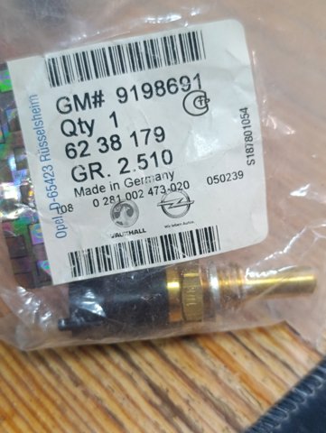 Покажчик температури охолоджуючої рідини 9198691 GM