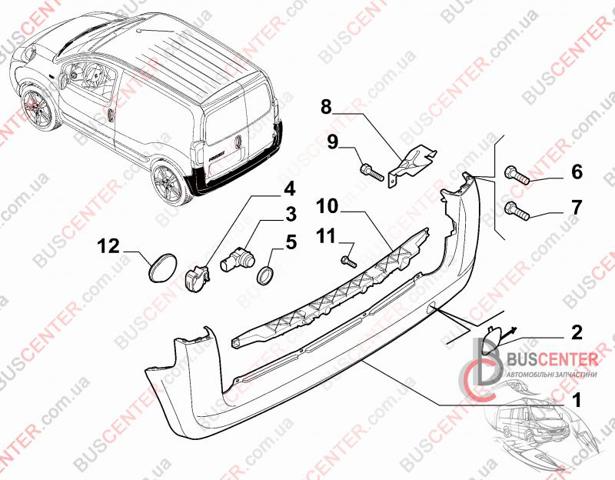 Буфер бампера заднього 1355231080 FIAT