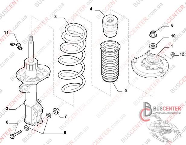 Ліва передня стійка 51880840 FIAT