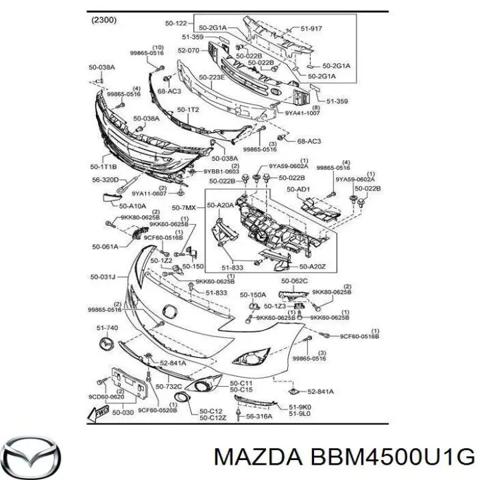 Лівий кронштейн переднього бампера BBM4500U1G MAZDA