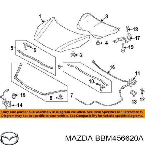 Замок капота BBM456620A MAZDA