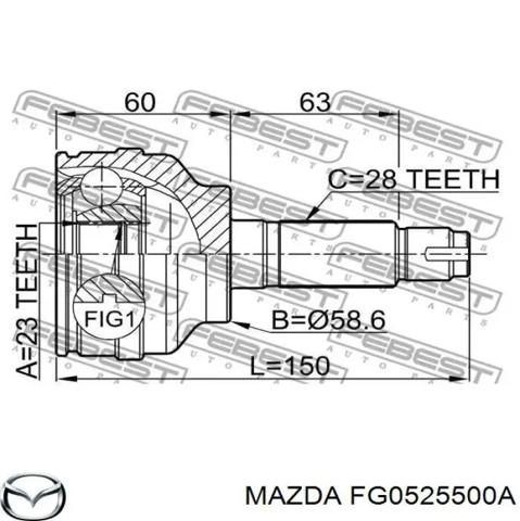 Привід передній правий FG0525500A MAZDA