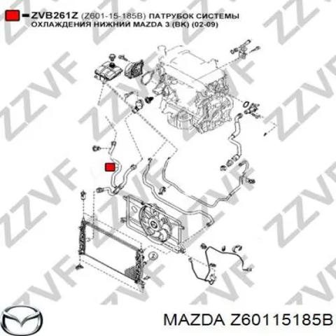 Шланг/патрубок радіатора охолодження, нижній Z60115185B MAZDA