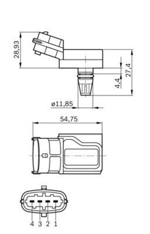 Датчик тиску повітря 0281002573 BOSCH
