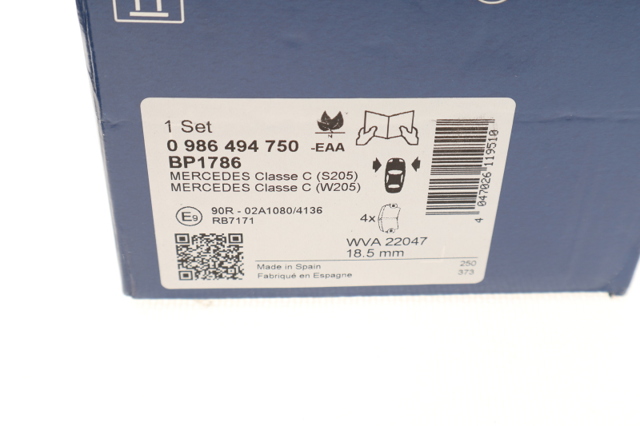 Колодки гальмівні дискові комплект 0986494750 BOSCH