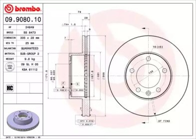 Диск переднього гальма 09908010 BREMBO