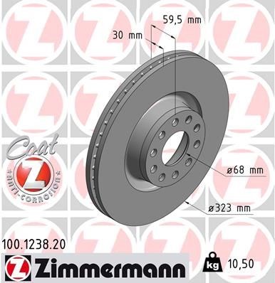 Диск переднього гальма 100123820 ZIMMERMANN