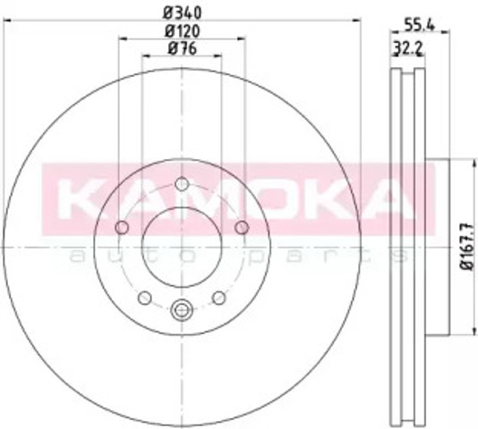 Диск гальмівний передній 103319 KAMOKA