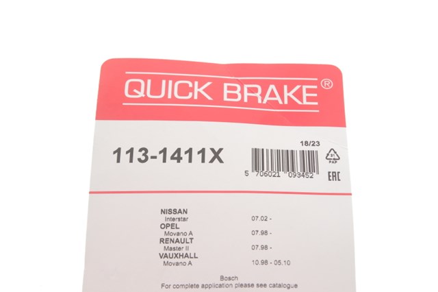 Ремкомплект суппорта гальмівного, переднього 1131411X QUICK BRAKE