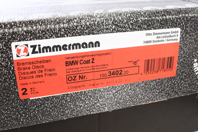 Диск переднього гальма 150340220 ZIMMERMANN