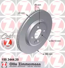 Диск переднього гальма 150344420 ZIMMERMANN