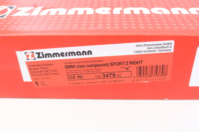 Диск переднього гальма 150347952 ZIMMERMANN