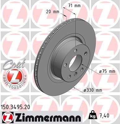 Диск заднього гальма 150349520 ZIMMERMANN
