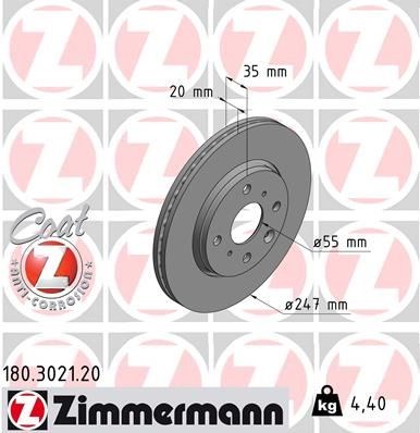 Диск переднього гальма 180302120 ZIMMERMANN