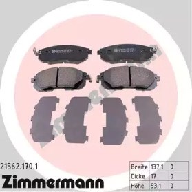 Колодки гальмівні передні, дискові 215621701 ZIMMERMANN