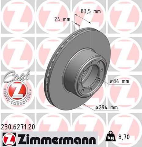 Диск заднього гальма 230627120 ZIMMERMANN