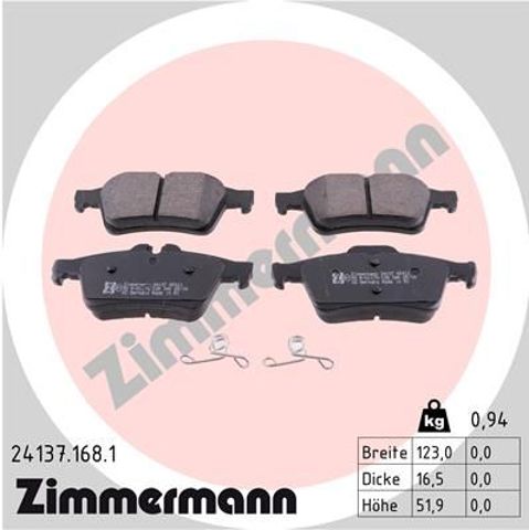 Колодки гальмові задні, дискові 241371681 ZIMMERMANN