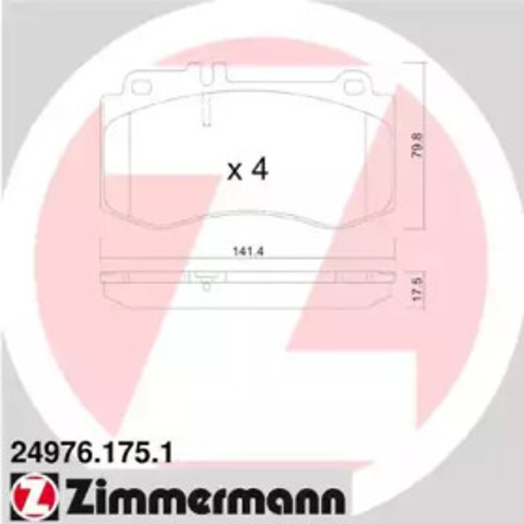 Колодки гальмівні передні, дискові 249761751 ZIMMERMANN