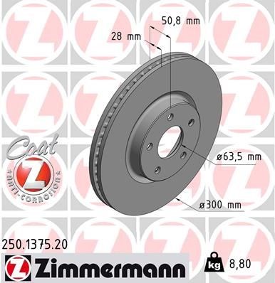Гальмо дискове переднє 250137520 ZIMMERMANN