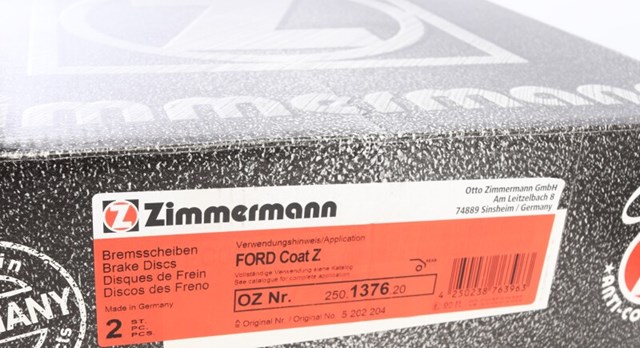 Диск заднього гальма 250137620 ZIMMERMANN