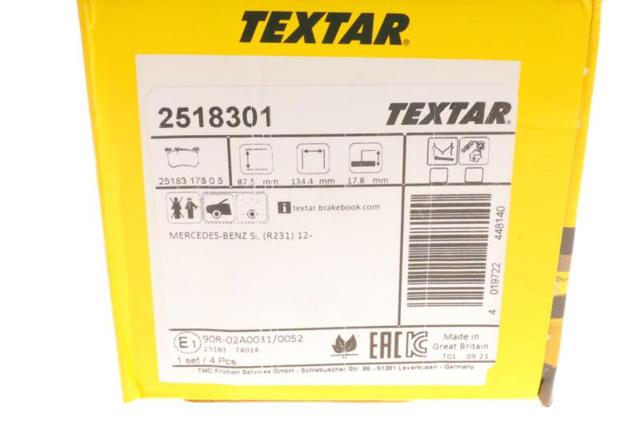Передні гальмівні колодки 2518301 TEXTAR