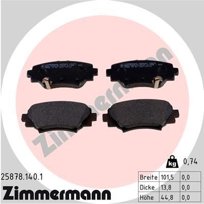 Комплект задніх колодок 258781401 ZIMMERMANN