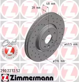 Гальмо дискове переднє 290227252 ZIMMERMANN